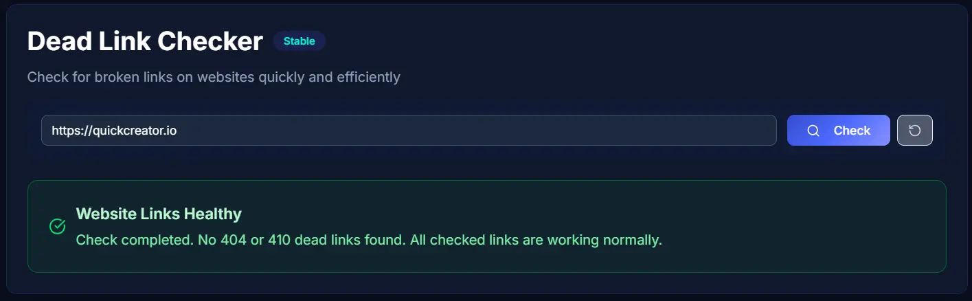 Detection results and table