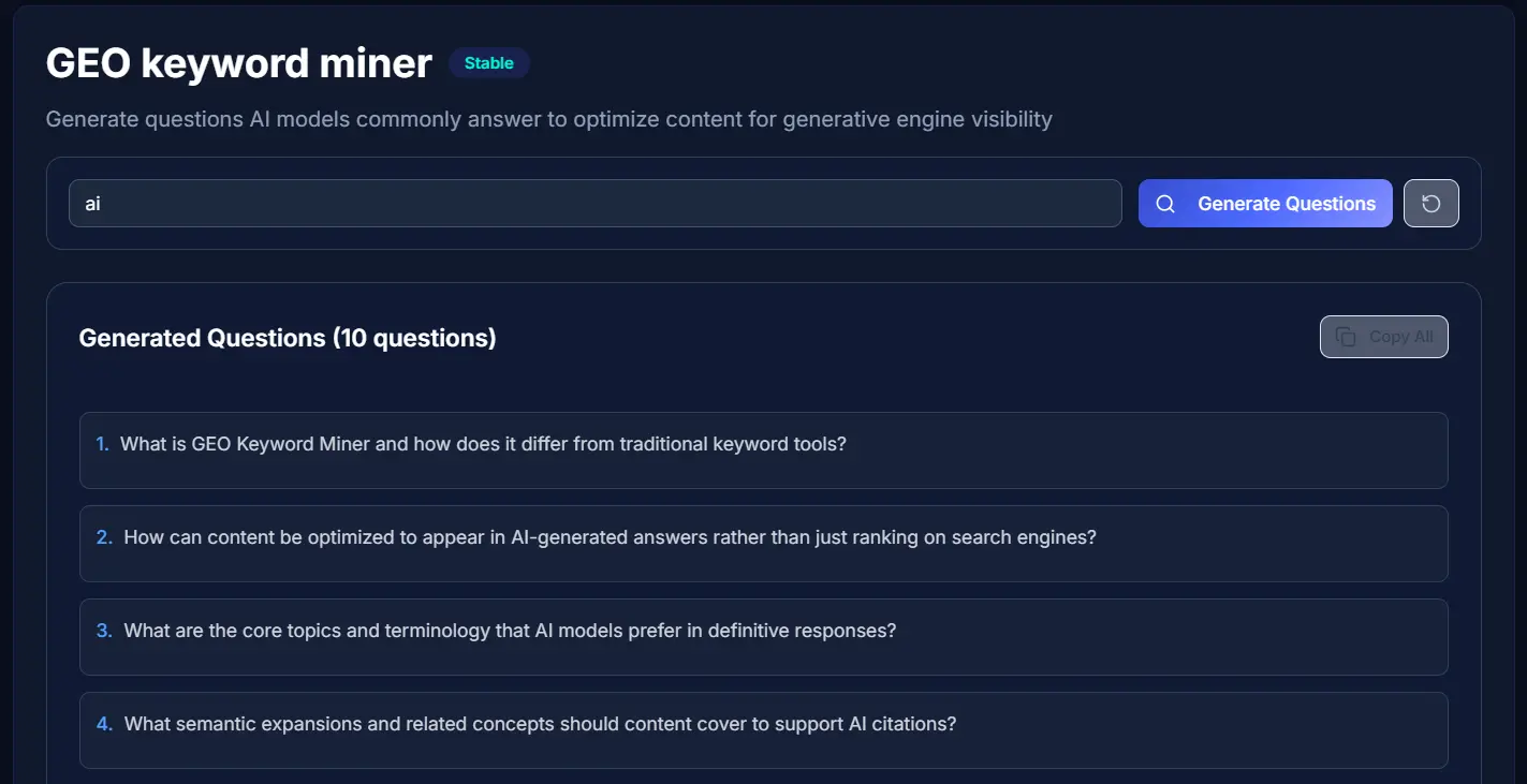 Generated AI-focused questions